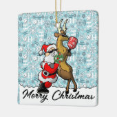 Ornement En Céramique Pickleball Partners Père Noël & Reindeer Sleightin (Gauche)