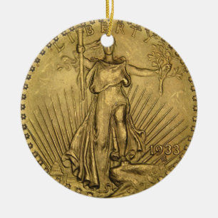 Ornement En Céramique Pièce Or Double Aigle 1933