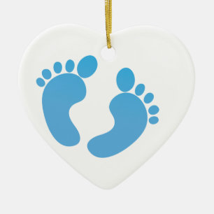 Ornement En Céramique Pieds mignons bleus de bébé de maternité