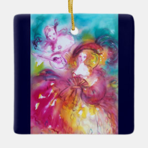 ORNEMENT EN CÉRAMIQUE PIERROT ET ARLECCHINE / TROISIÈME MASQUE