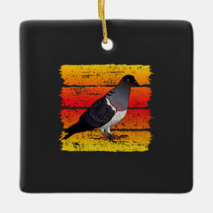 Ornement En Céramique Pigeon - Pigeon Retro Cadeau