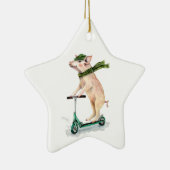 Ornement En Céramique Piggy sur scooter (Droite)