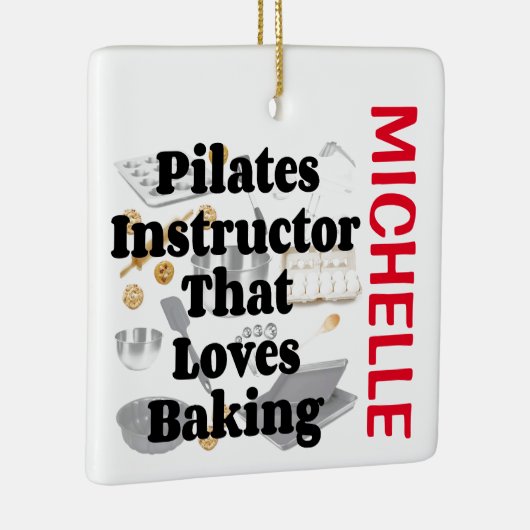 Ornement En Céramique Pilates Instructor Aime Baking CUSTOM (Droite)