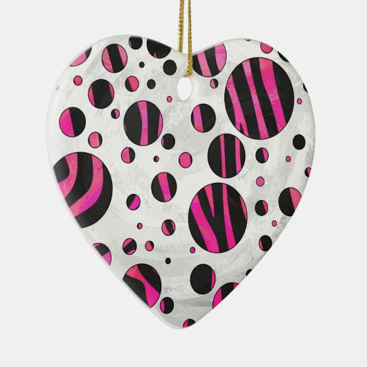 Ornement En Céramique Piloka Dot Zebra noir et rose chaud (Droite)