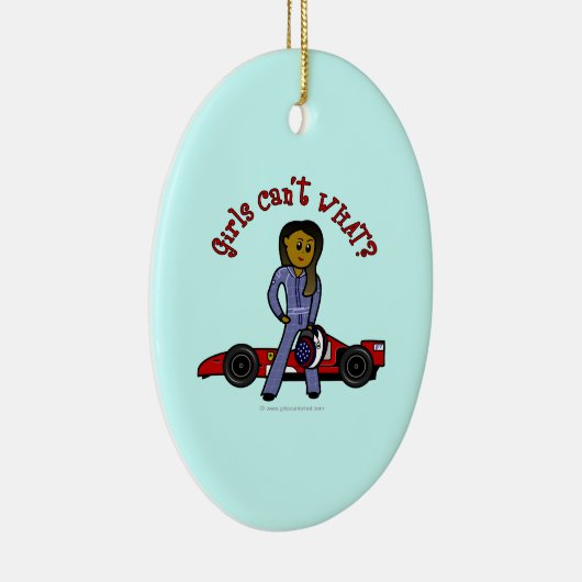 Ornement En Céramique Pilote de voiture de course noire (Droite)