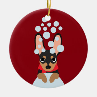 Ornement En Céramique Pin de minute de chien de neige