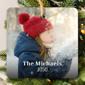 Ornement En Céramique Pin d'hiver vert photo personnalisée