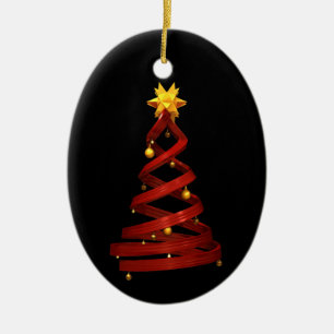 Ornement En Céramique Pin rouge de conception et boules d'or