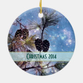 Ornement En Céramique Pine de Noël cônes sous un ciel étoilé (Dos)