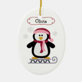 Ornement En Céramique Pingouin à couchage mignon Noël personnalisé (Devant)