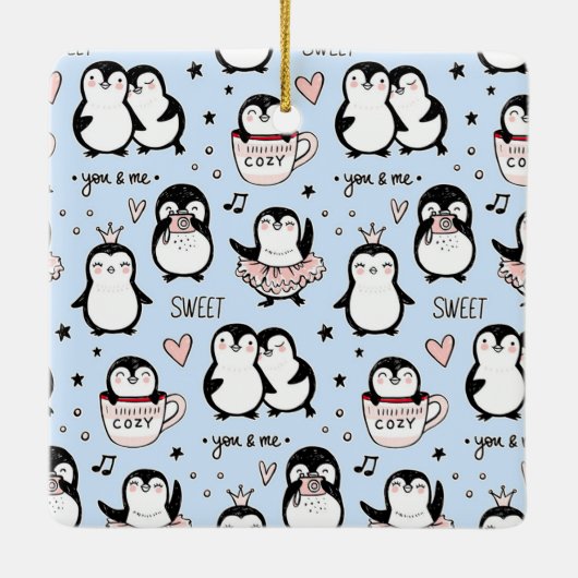 Ornement En Céramique Pingouins mignons (Dos)