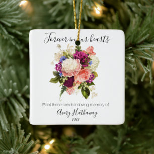 Ornement En Céramique Pink Rose Purple Orchid Funeral