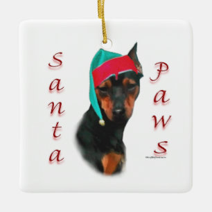 Ornement En Céramique Pinscher Miniature Père Noël Paws