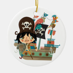 Ornement En Céramique Pirate et bateau de pirate