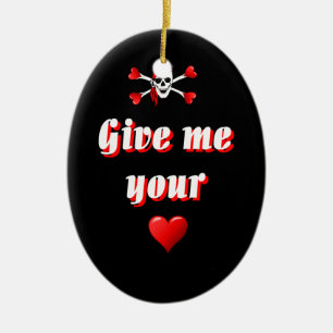 Ornement En Céramique Pirate romantique et Vaentines aiment les coeurs
