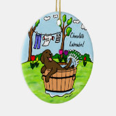 Ornement En Céramique Piscine de chiot de Labrador de chocolat (Droite)