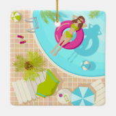 Ornement En Céramique Piscine fille en bikini plage d'été (Dos)