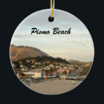 Ornement En Céramique Pismo Beach California Travel Photo<br><div class="desc">Photographie de voyage ornement de Noël avec une belle photo de la jetée à Pismo Beach,  Californie. Cette photo montre le magnifique paysage océanique de cette ville pittoresque.</div>