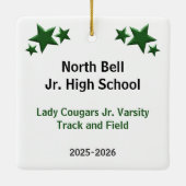 Ornement En Céramique Piste de cheveux noirs et fille de terrain en vert (Dos)