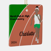 Ornement En Céramique Piste et fille de terrain Cheveux noirs en vert et (Droite)