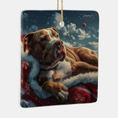 Ornement En Céramique Pitbull Chien Festif de Noël (Droite)