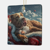 Ornement En Céramique Pitbull Chien Festif de Noël (Gauche)
