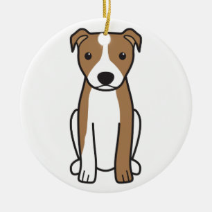 Ornement En Céramique Pitbull Terrier américain (oreilles naturelles)
