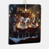 Ornement En Céramique Pitbull Terriers Noël Fête du Carolage (Droite)
