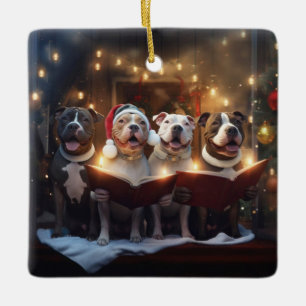 Ornement En Céramique Pitbull Terriers Noël Fête du Carolage