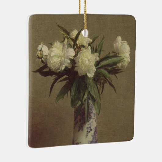 Ornement En Céramique Pivoines dans un vase bleu et blanc (Droite)