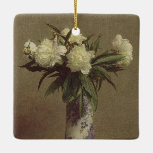 Ornement En Céramique Pivoines dans un vase bleu et blanc (Dos)