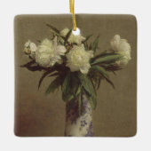 Ornement En Céramique Pivoines dans un vase bleu et blanc (Devant)