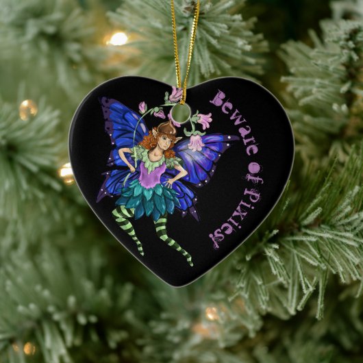 Ornement en céramique Pixie à ailes bleues (Arbre)