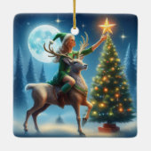 Ornement En Céramique Placing The Star On Top Of Tree (Dos)