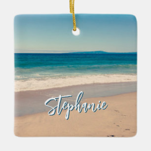 Ornement En Céramique Plage personnalisée Photo Océan Bleu Pittoresque