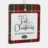 Ornement En Céramique Plaid First Christmas Grand-parents Photo Christma (Droite)