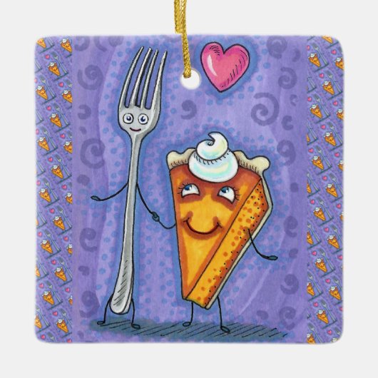 ORNEMENT EN CÉRAMIQUE PLAQUE & CITROUILLE PIE, FAIT L'UN POUR L'AUTRE, R (Devant)