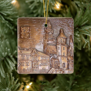 ORNEMENT EN CÉRAMIQUE PLAQUE EN CUIVRE FAITE À LA MAIN DE KRAKOW, POLOG