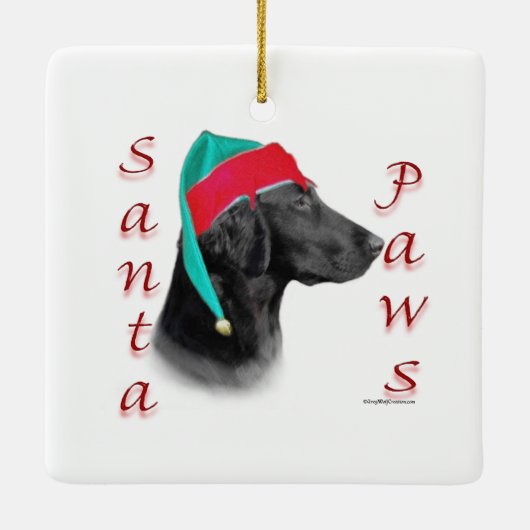 Ornement En Céramique Plaques Père Noël Retriever à revêtement plat (Dos)