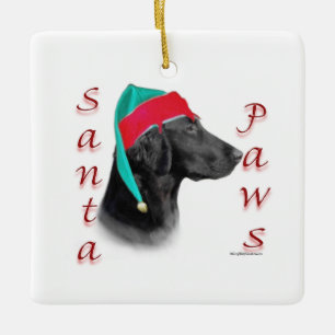 Ornement En Céramique Plaques Père Noël Retriever à revêtement plat