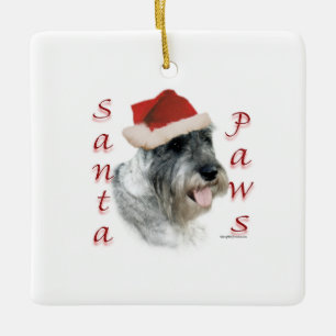 Ornement En Céramique Plaques Père Noël Schnauzer Standard