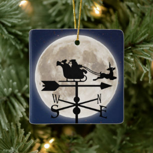 Ornement En Céramique Pleine lune personnalisée Père Noël Weathervane No