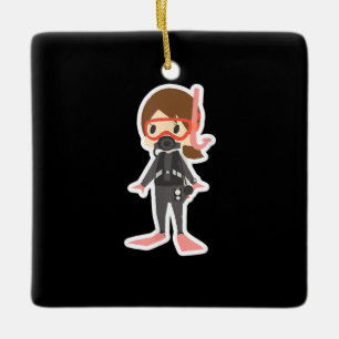 Ornement En Céramique Plongée J'Aime La Nage Avec Snorkeling