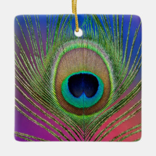 Ornement En Céramique Plume de queue d'un paon
