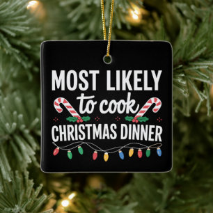 Ornement En Céramique Plus susceptible de cuisiner le dîner de Noël, fam
