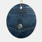 Ornement En Céramique Poche de Denim Bleu (Gauche)
