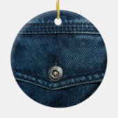 Ornement En Céramique Poche de Denim Bleu (Dos)