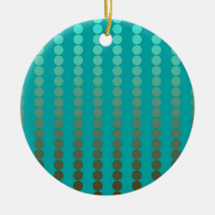 Ornement En Céramique Points en satin - turquoise et gris étain