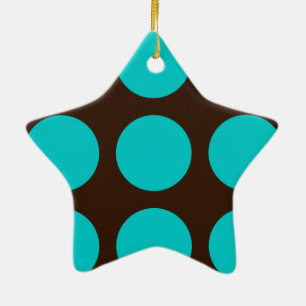 Ornement En Céramique Points turquoises sur le chocolat Brown