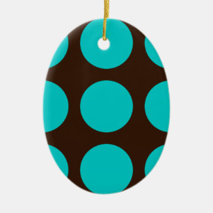 Ornement En Céramique Points turquoises sur le chocolat Brown